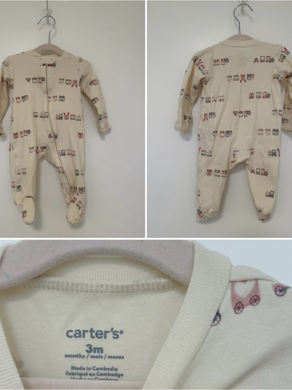 Carter’s 4-Pack Baby Onesies 3 M 100% cotton